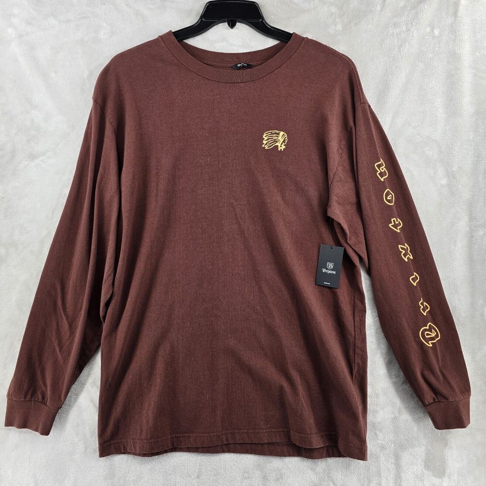 Brixton Mens Long Sleeve Shirt Primo‎ Chestnut Size Xl Indian Head New